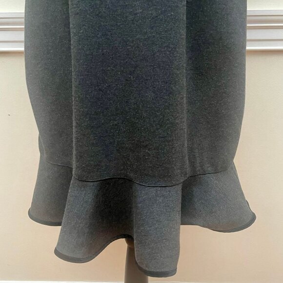 Nanette Grey Dress with Flair Sleeves and Hem - Trimmed in Black - Size 10 - Picture 4 of 4